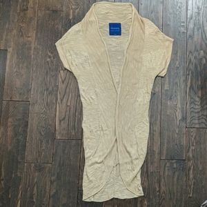 Gold Flowy Long Sweater Wrap Top Size M